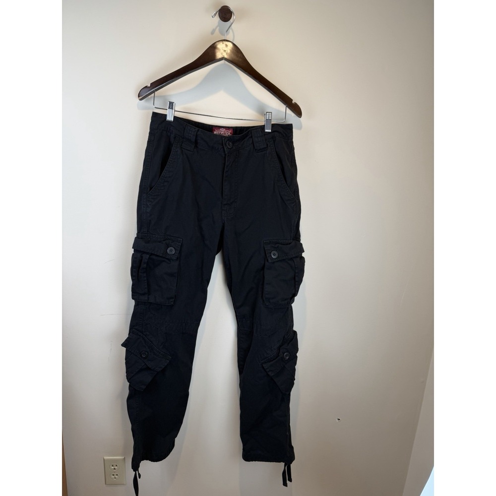 Matchstick Pant Mens S29 Black Cotton Cargo Workwear Utility Hiking Gorpcore Y2K